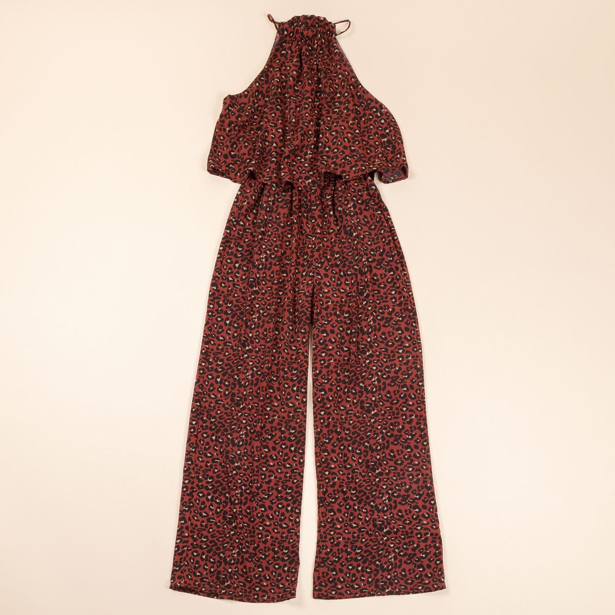 Cheetah Print High Neck Jumpsuit