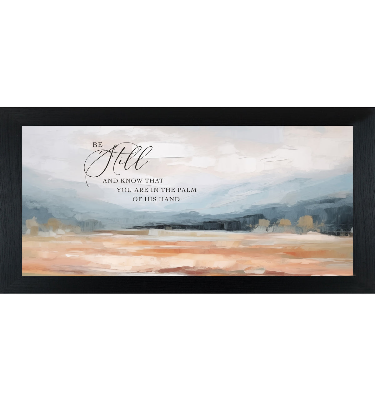 Be Still Wall Art – Palm Of His Hand Terracotta Landscape Wide Christian Scripture Decor (SB760)
