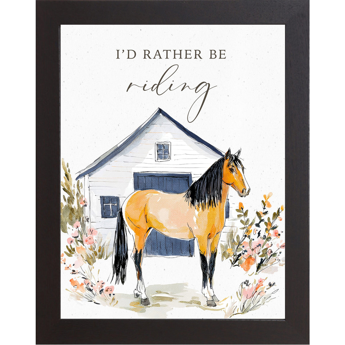 I'd Rather Be Riding Wall Art – Watercolor Horse Barn Equine Portrait Decor (ZS109)