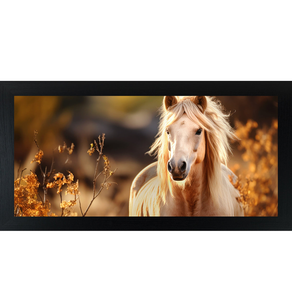 Palomino Horse Wall Art – Golden Autumn Wide Landscape Equine Decor (ZS105)