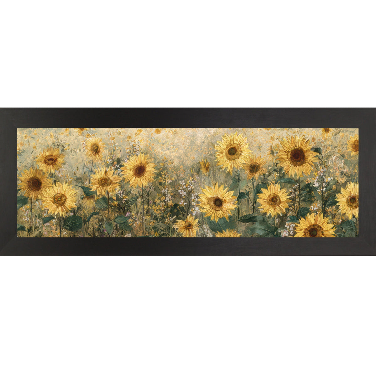 Sunflower Field Wall Art – Golden Botanical Wide Landscape Floral Decor (SB920)
