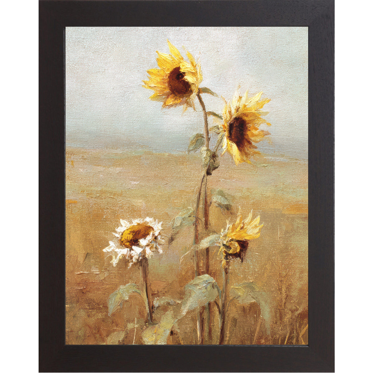 Sunflower Field Wall Art – Oil Painting Style Floral Farmhouse Portrait Decor (SB241)