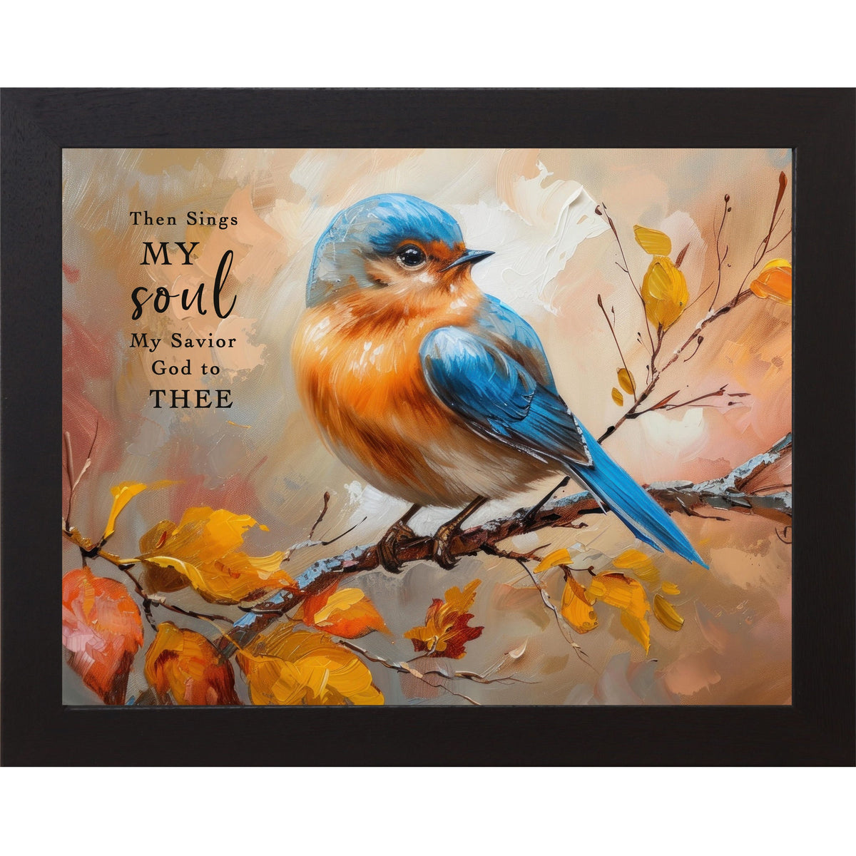 Then Sings My Soul Wall Art – How Great Thou Art Bluebird Autumn Hymn Decor (NS349)