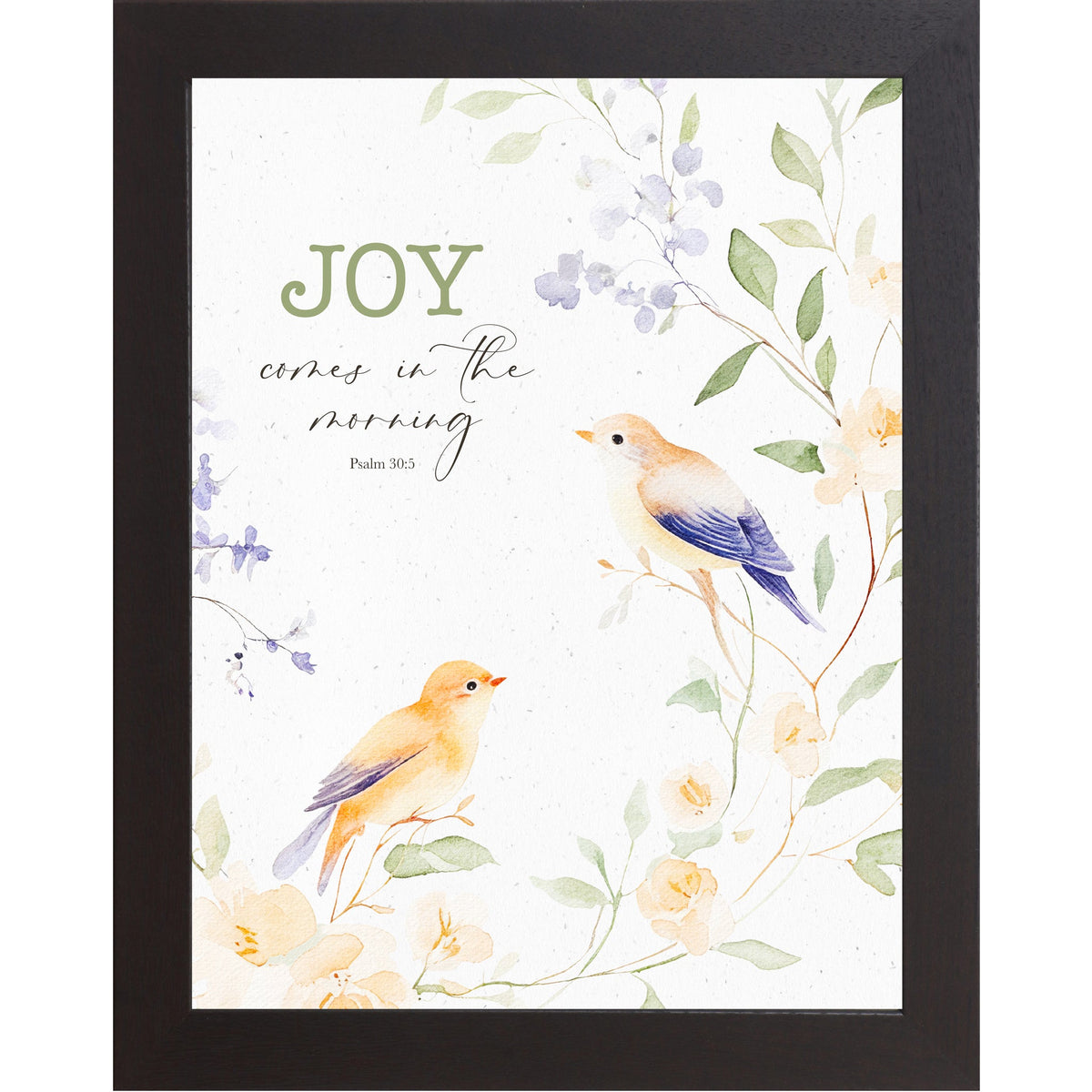 Joy Comes in the Morning Wall Art – Psalm 30:5 Watercolor Birds & Floral Scripture Decor (SB196)