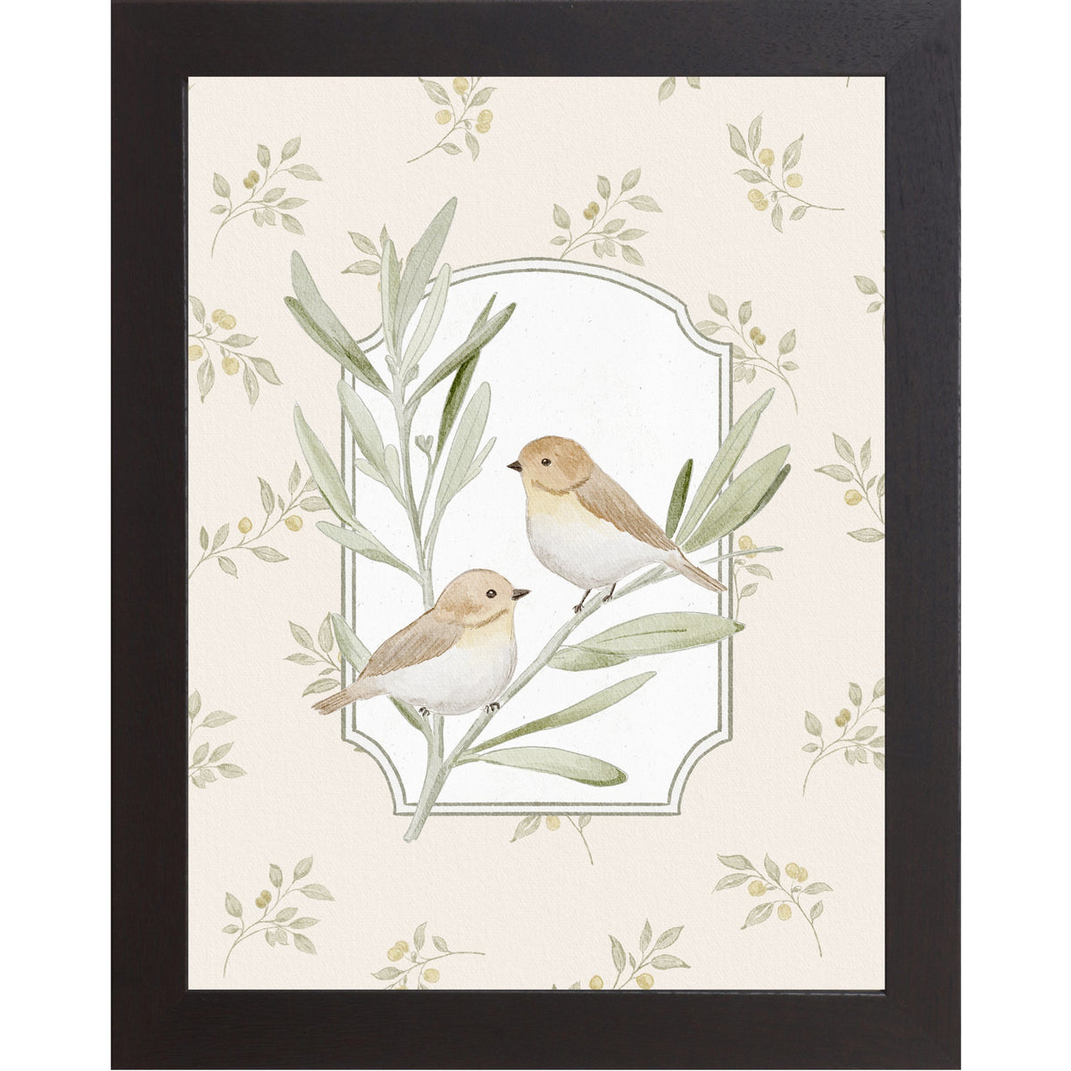 Vintage Bird Wall Art – Neutral Botanical Sparrow Decor (SB191)