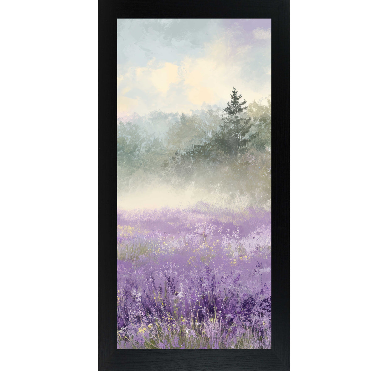 Lavender Field Wall Art – Misty Purple Wildflower Forest Tall Portrait Farmhouse Floral Decor (SB747)