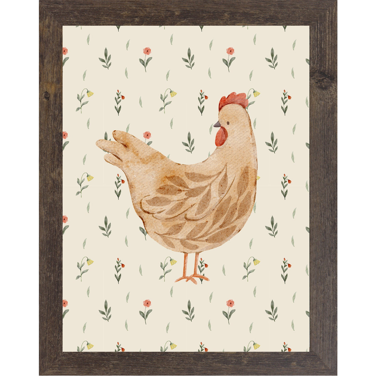 Rustic Farmhouse Hen Wall Art – Watercolor Chicken Portrait Farmhouse Kitchen Art (SB240)