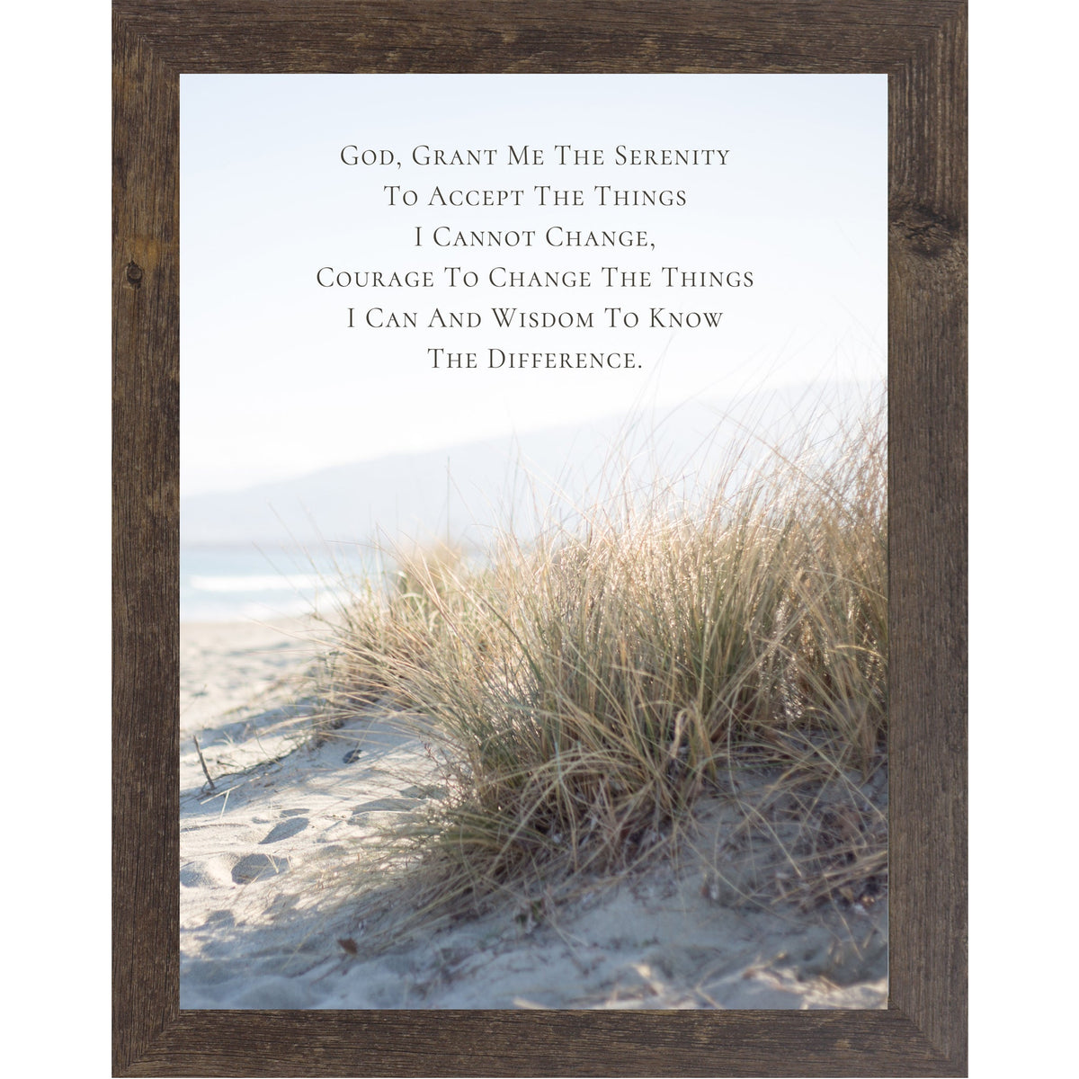 Serenity Prayer Wall Art – Coastal Beach Dune Grass Ocean Scripture Christian Decor (SB222)