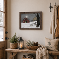 A Light in the Stable Wall Art by Billy Jacobs – Winter Barn Christmas Framed Print (BJ1068)
