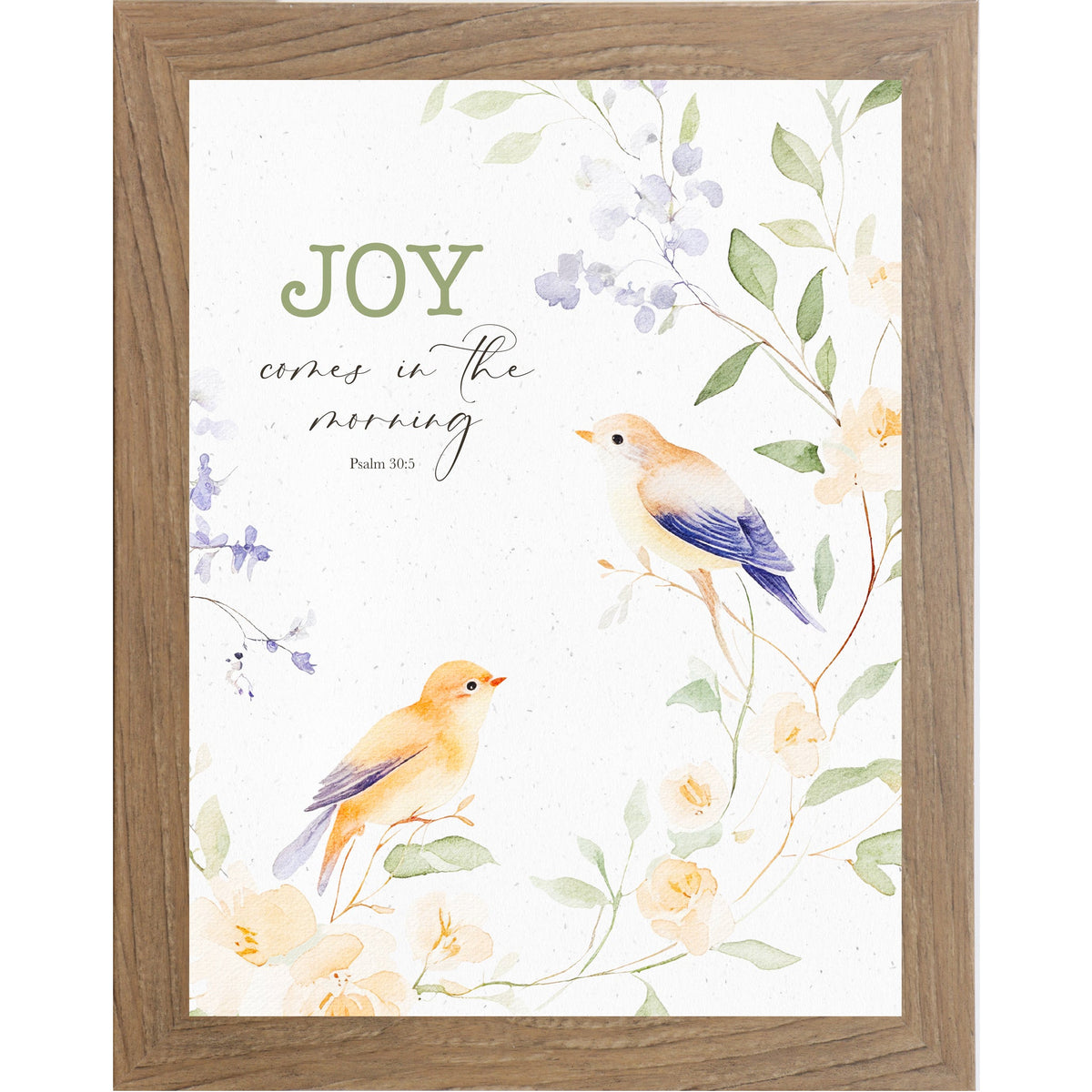 Joy Comes in the Morning Wall Art – Psalm 30:5 Watercolor Birds & Floral Scripture Decor (SB196)
