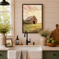 With God All Things Are Possible Wall Art – Matthew 19:26 Farmhouse Barn Sunrise Framed Decor (SB256)