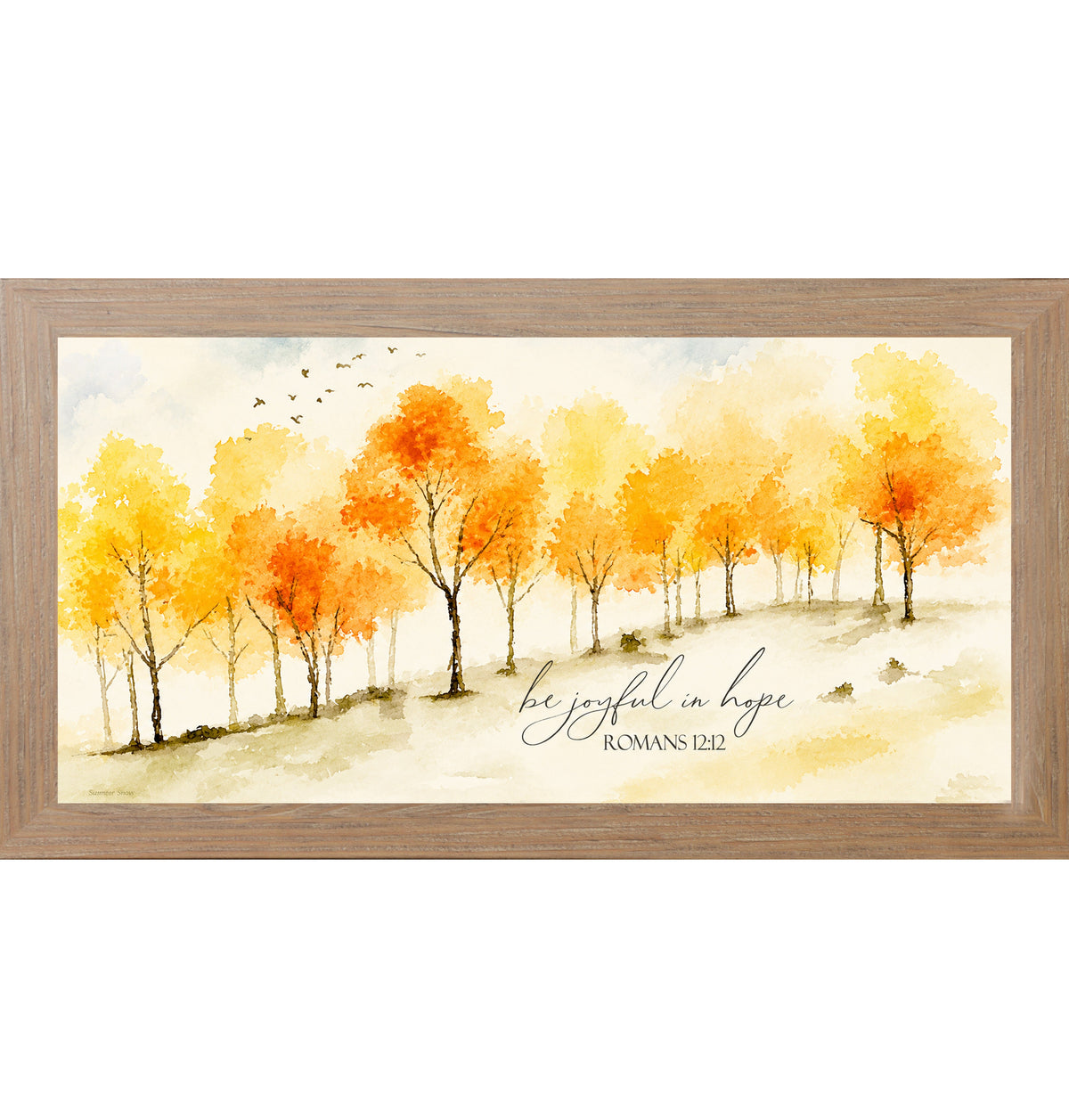 Be Joyful in Hope Wall Art – Romans 12:12 Watercolor Autumn Tree Landscape Decor (SN704)