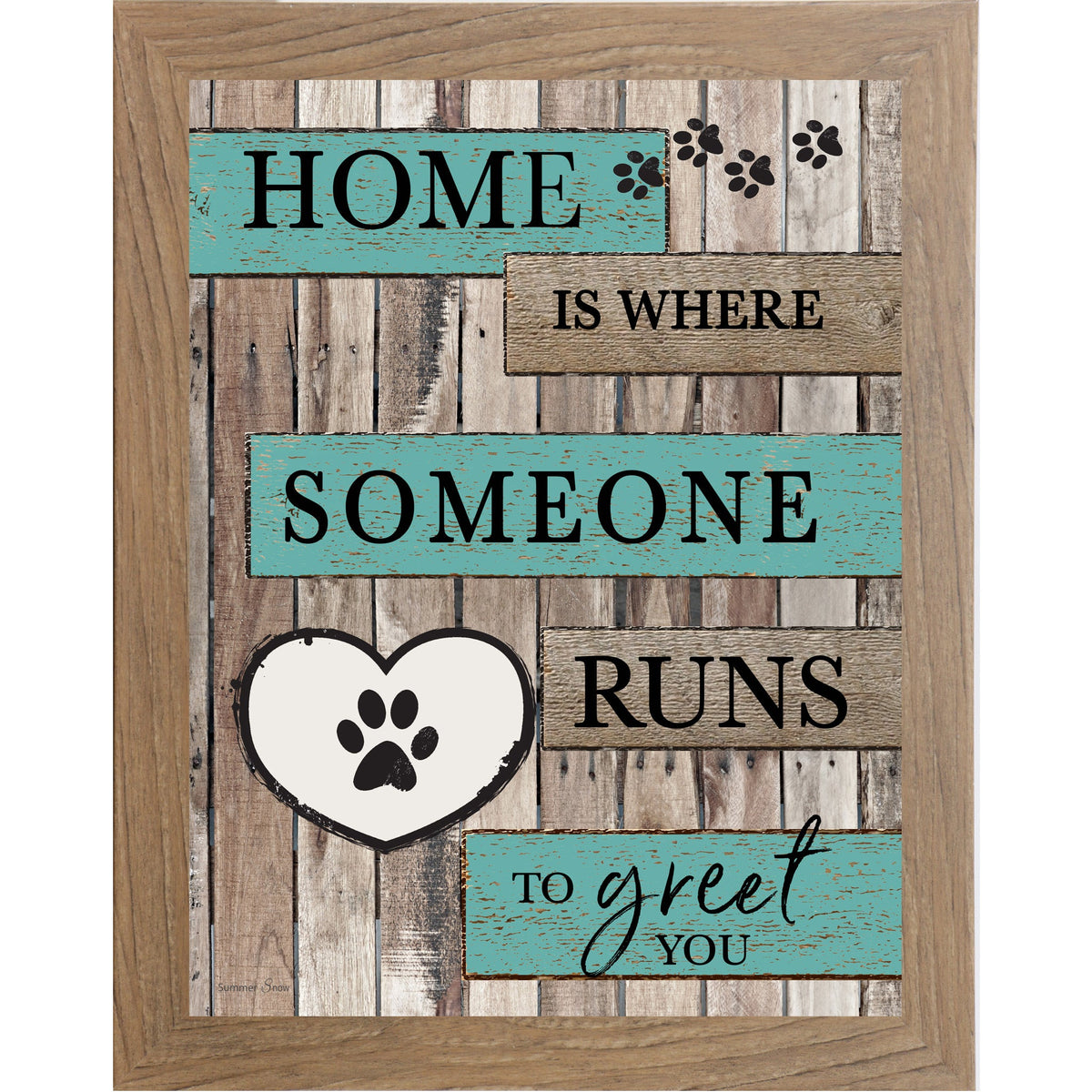 Home Is Where Someone Runs to Greet You Wall Art – Rustic Pallet Wood Pet Decor (SB228)