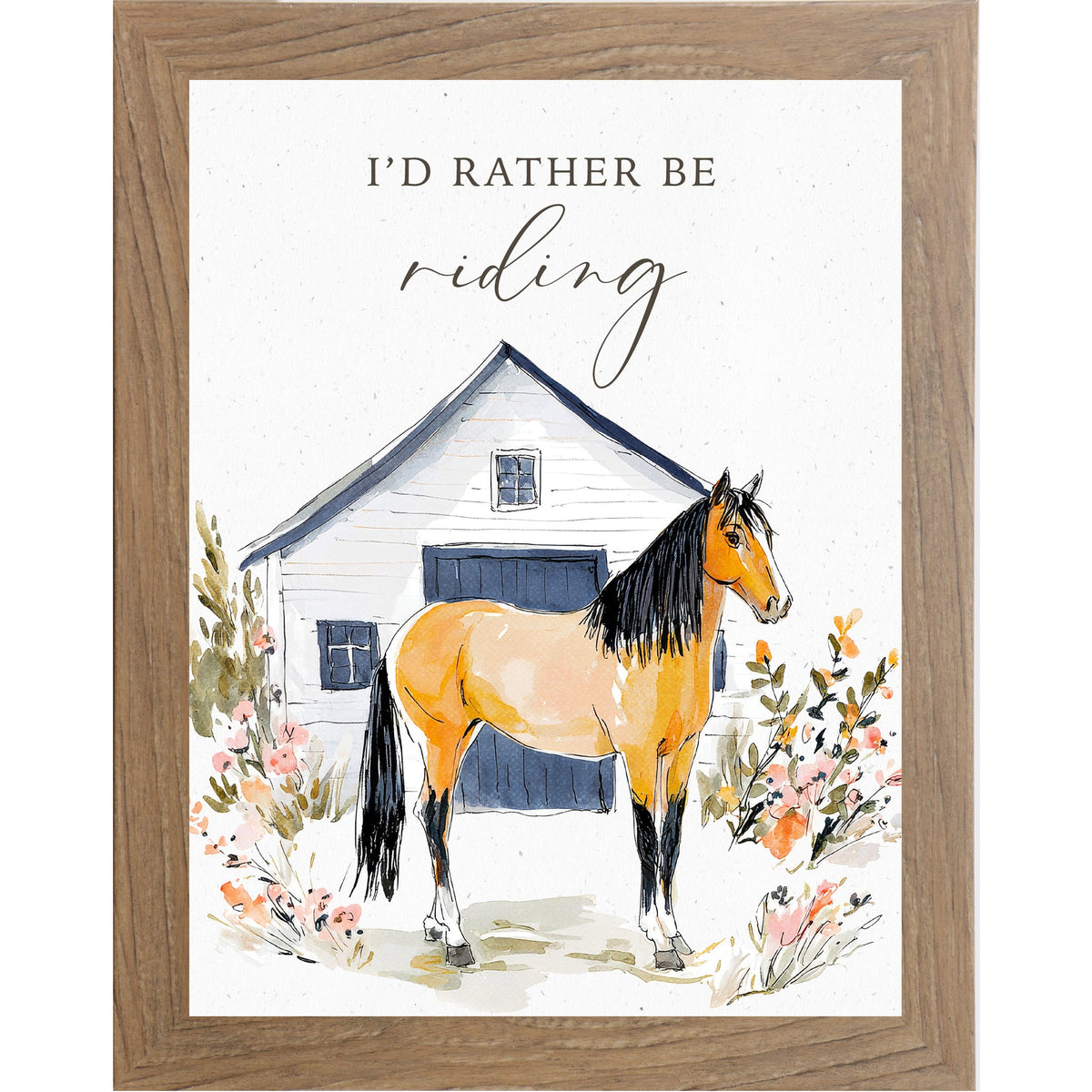 I'd Rather Be Riding Wall Art – Watercolor Horse Barn Equine Portrait Decor (ZS109)