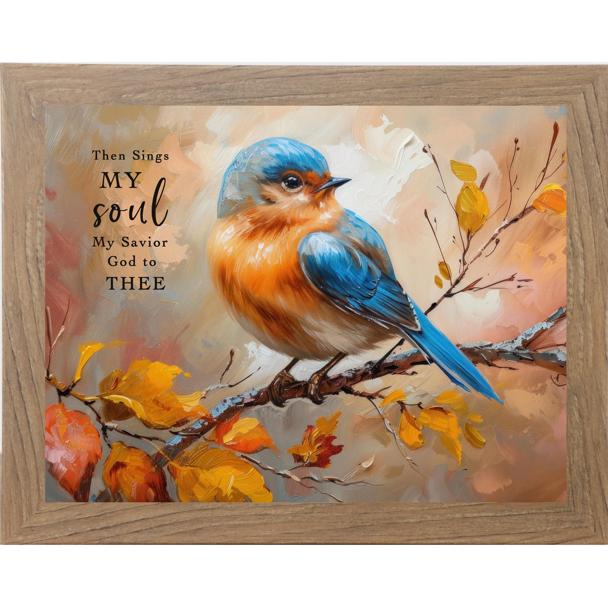 Then Sings My Soul Wall Art – How Great Thou Art Bluebird Autumn Hymn Decor (NS349)