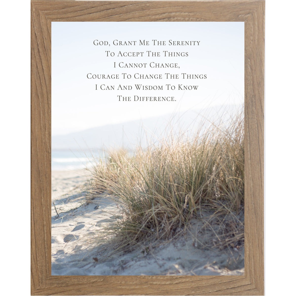 Serenity Prayer Wall Art – Coastal Beach Dune Grass Ocean Scripture Christian Decor (SB222)