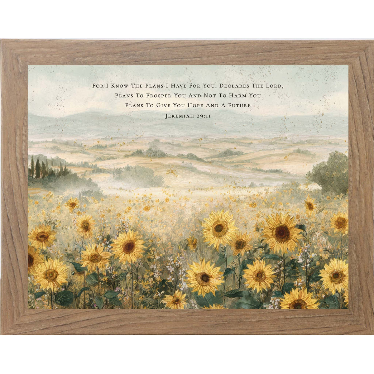 Sunflowers of Hope and a Future – Jeremiah 2911 Framed Wall Art, Christian Sunflower Landscape Decor (SB164)