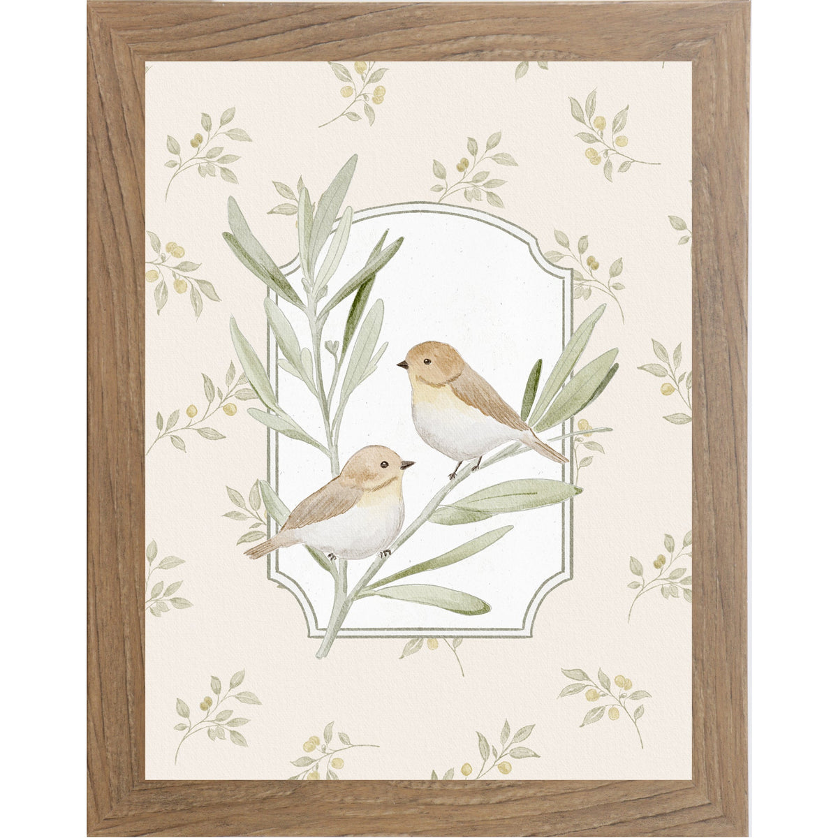 Vintage Bird Wall Art – Neutral Botanical Sparrow Decor (SB191)