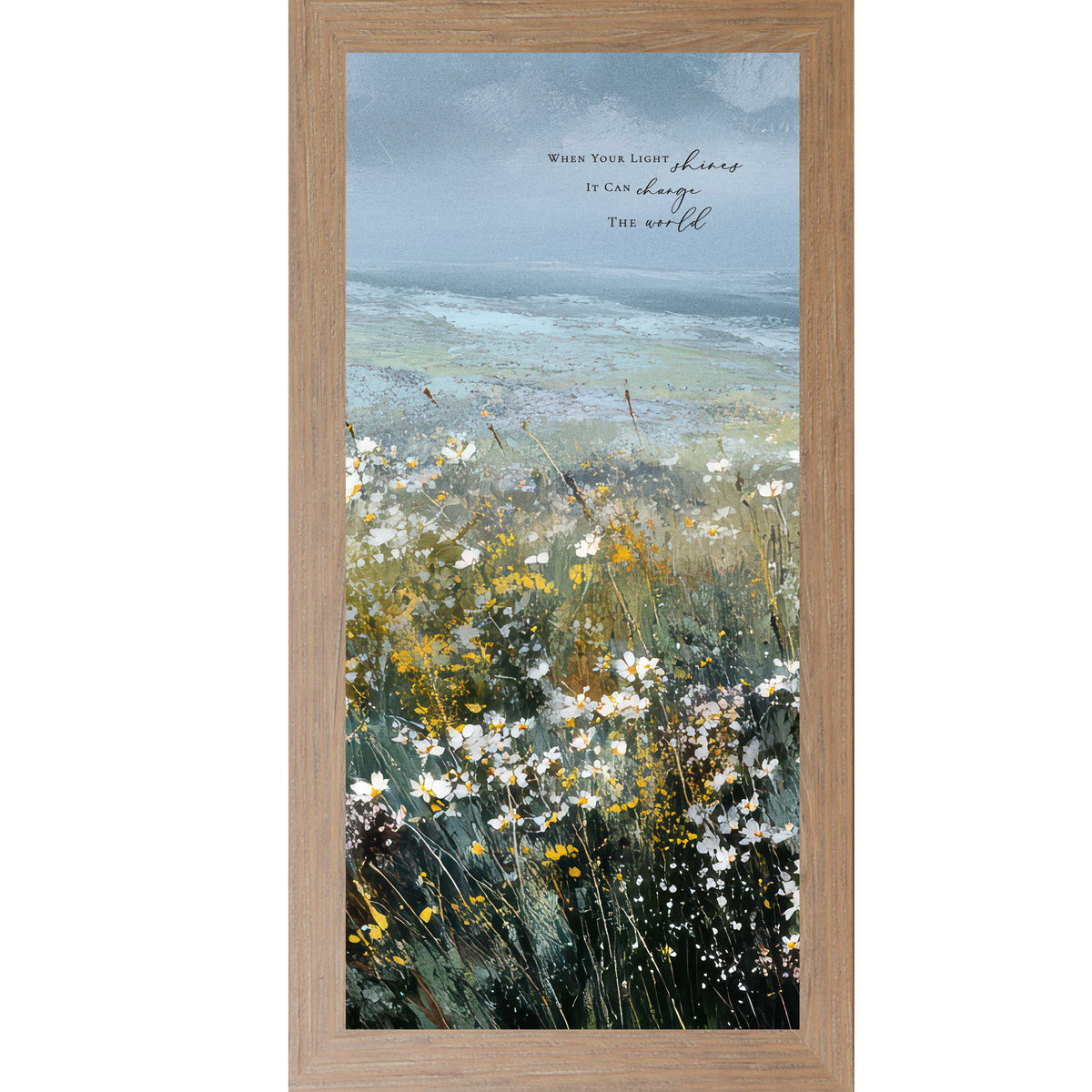 When Your Light Shines – Inspirational Floral Landscape Framed Wall Art, Watercolor Meadow Quote Decor (SB751)