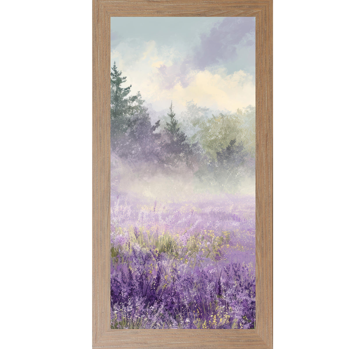 Lavender Field Wall Art – Misty Purple Wildflower Forest Tall Portrait Farmhouse Floral Decor (SB746)