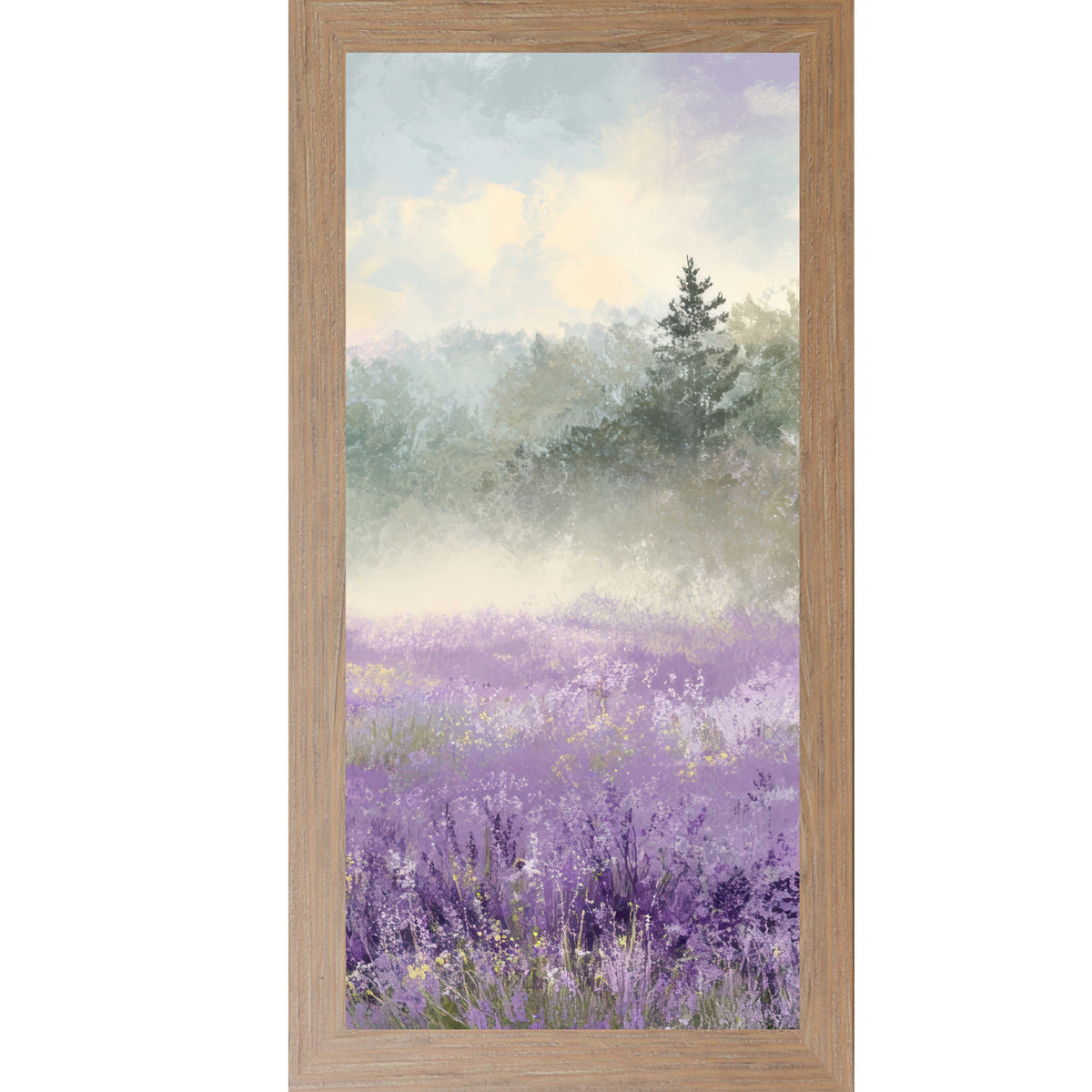 Lavender Field Wall Art – Misty Purple Wildflower Forest Tall Portrait Farmhouse Floral Decor (SB747)