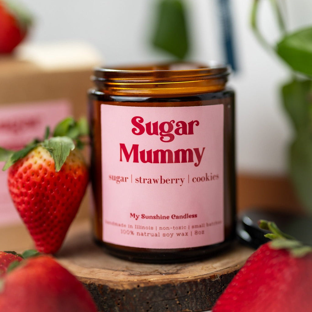 Sugar Mummy Candle – 8 oz Amber Jar Soy Candle – Funny Sweet Gift – Cozy Home Fragrance