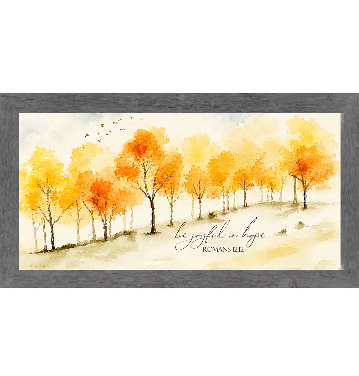 Be Joyful in Hope Wall Art – Romans 12:12 Watercolor Autumn Tree Landscape Decor (SN704)