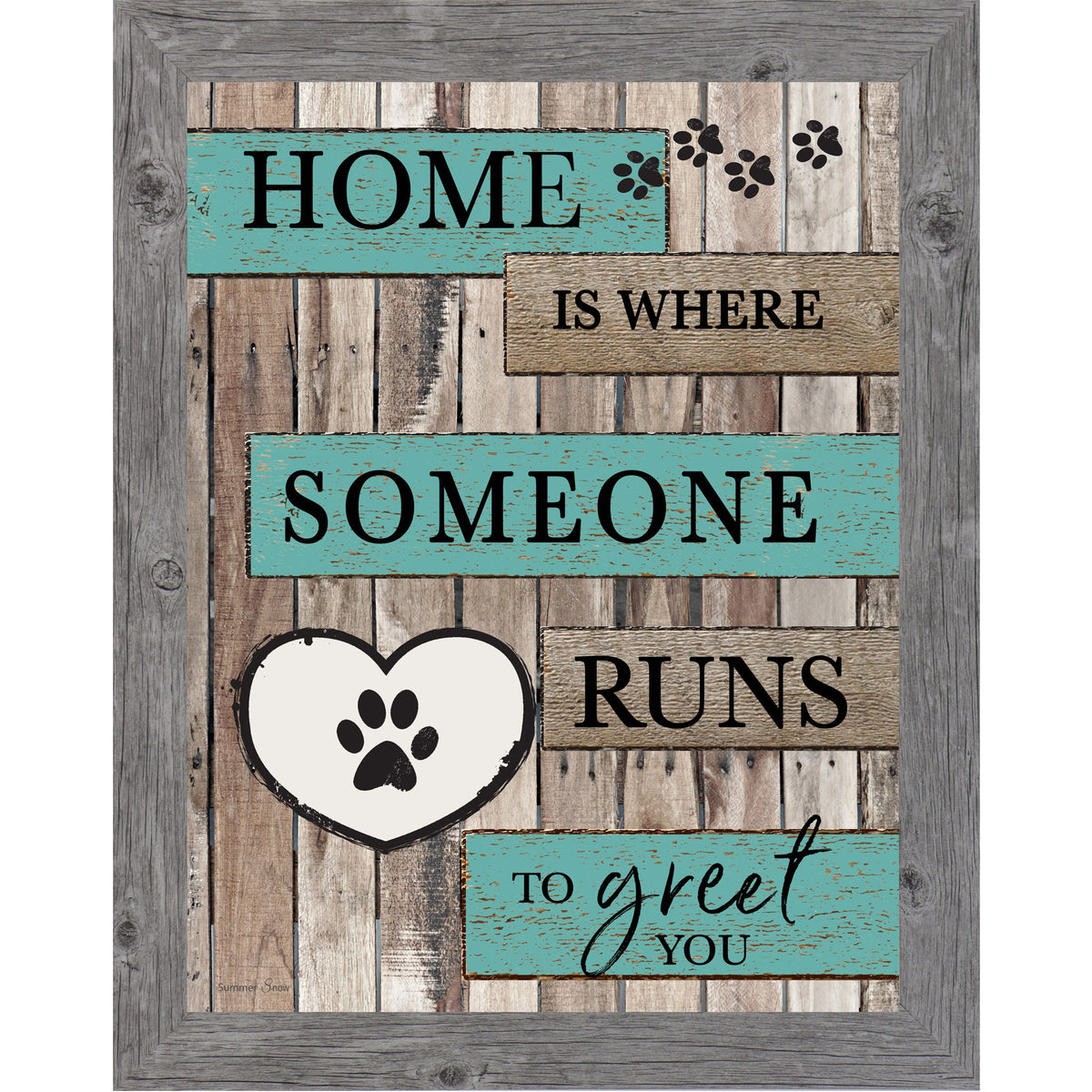 Home Is Where Someone Runs to Greet You Wall Art – Rustic Pallet Wood Pet Decor (SB228)