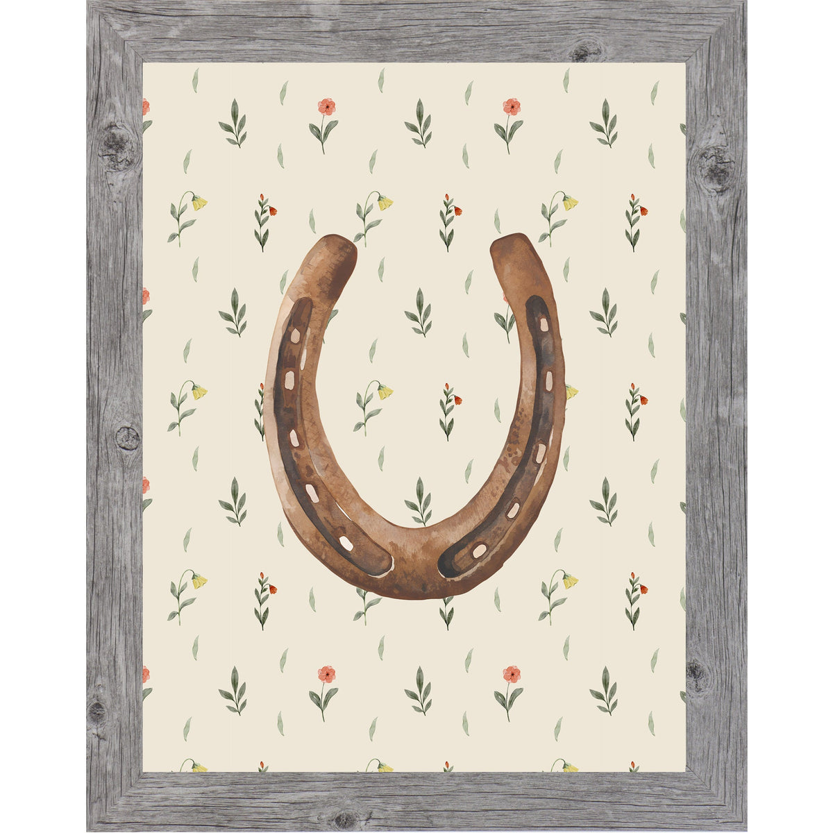 Horseshoe Wall Art – Watercolor Floral Western Decor Cowgirl Equestrian Good Luck Gift (SB224)