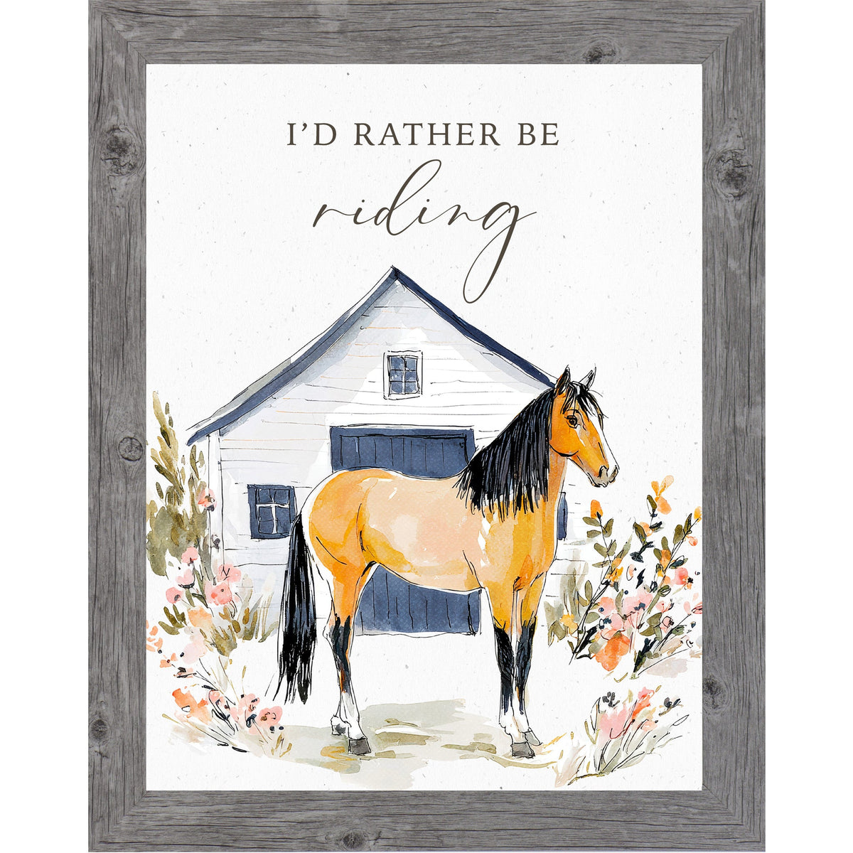 I'd Rather Be Riding Wall Art – Watercolor Horse Barn Equine Portrait Decor (ZS109)