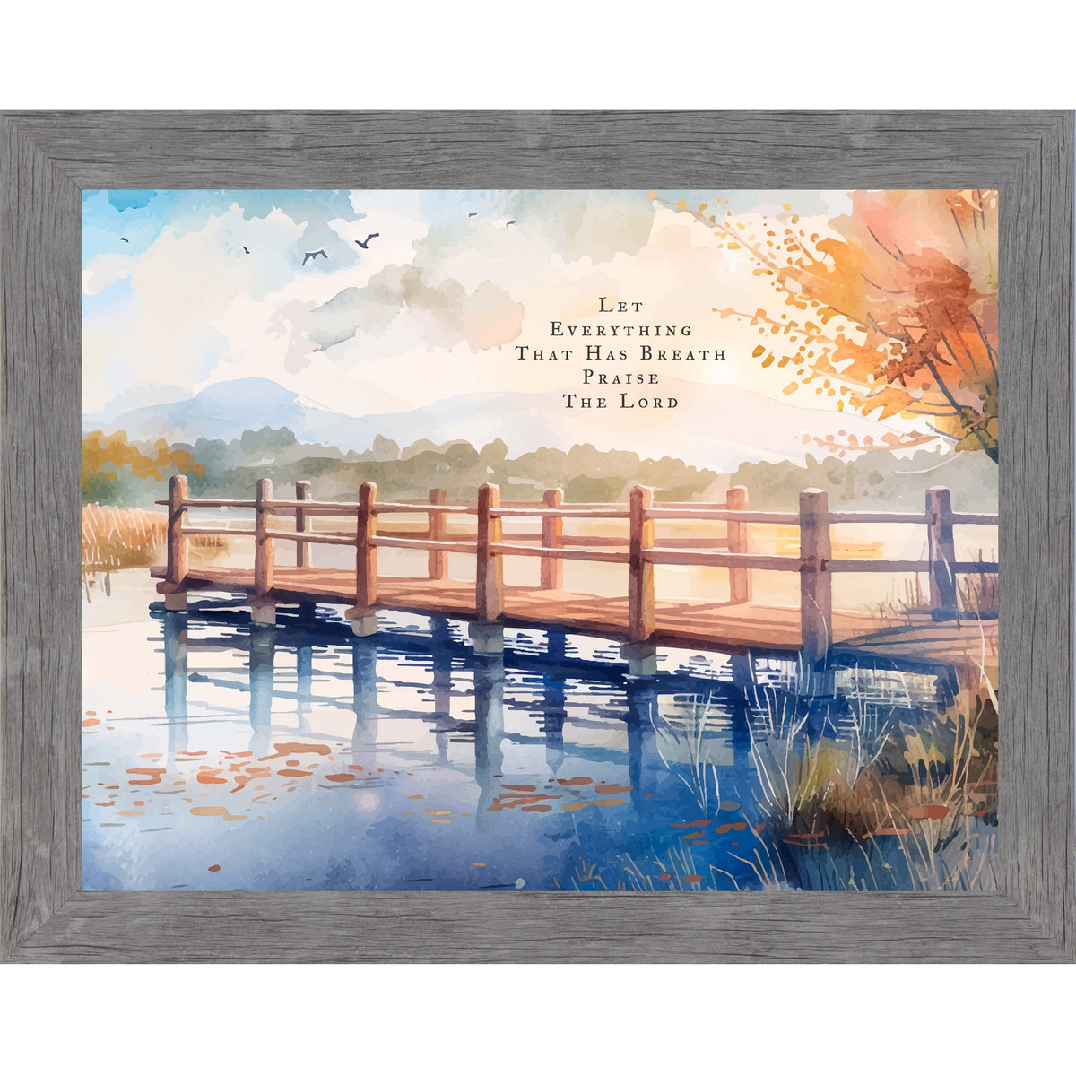 Let Everything That Has Breath Praise The Lord Wall Art – Autumn Pier Landscape Decor (SB243)