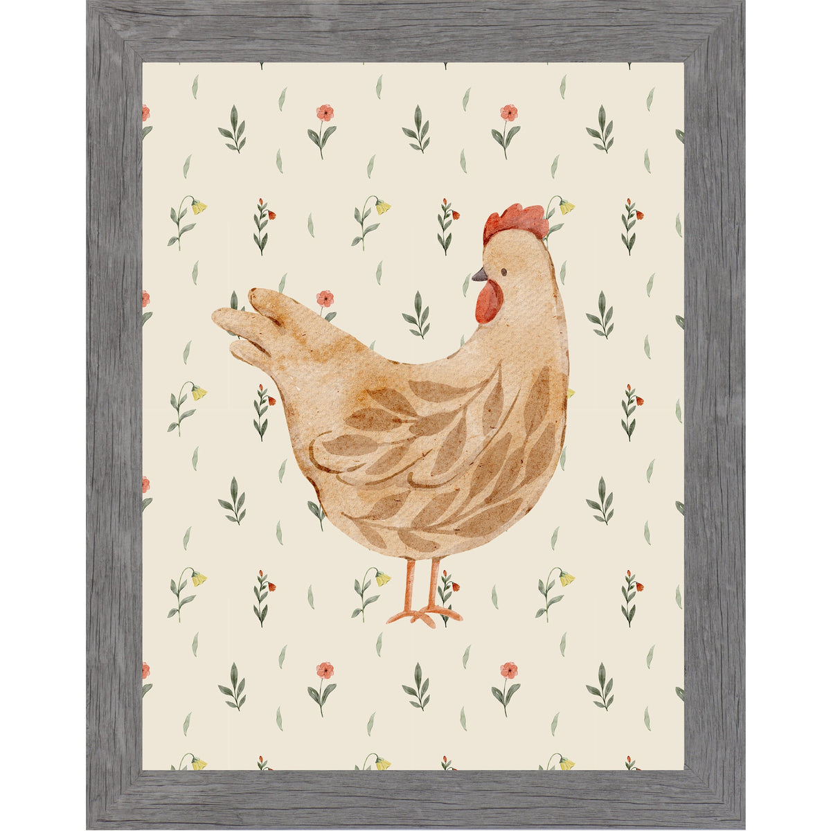 Rustic Farmhouse Hen Wall Art – Watercolor Chicken Portrait Farmhouse Kitchen Art (SB240)