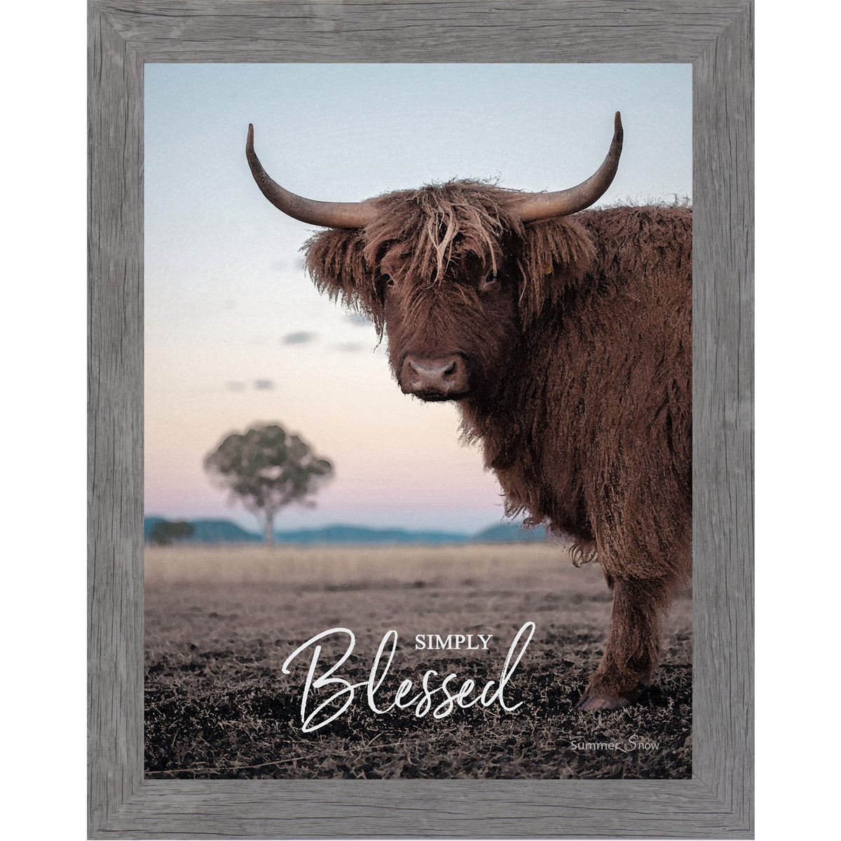 Simply Blessed Wall Art – Highland Cow Twilight Portrait Farmhouse Decor (SSW4)