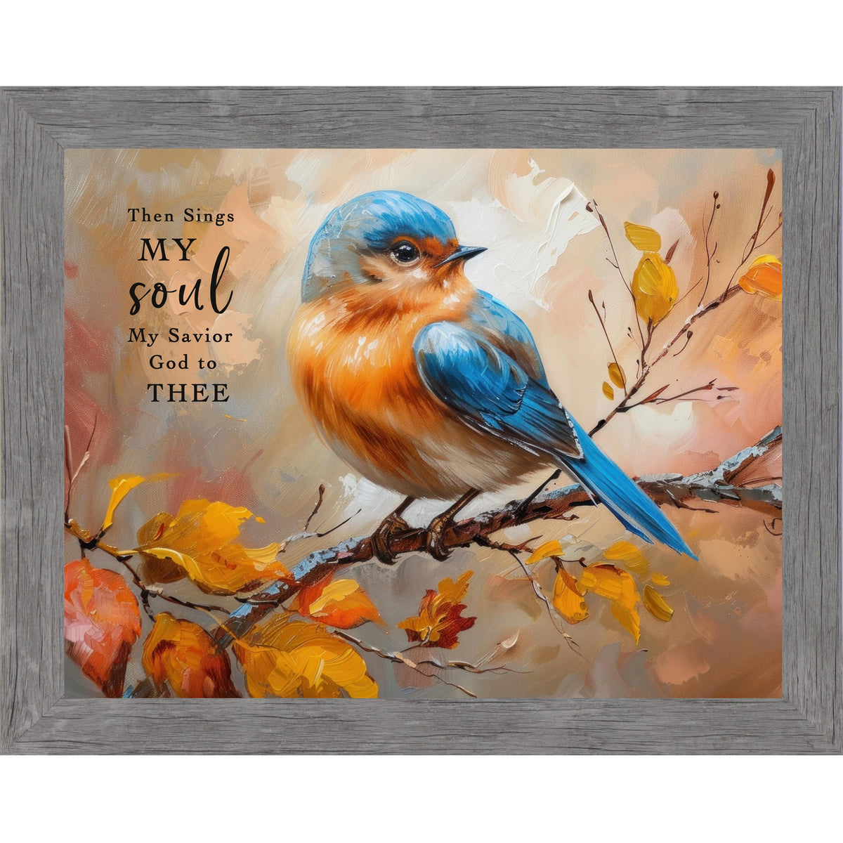 Then Sings My Soul Wall Art – How Great Thou Art Bluebird Autumn Hymn Decor (NS349)