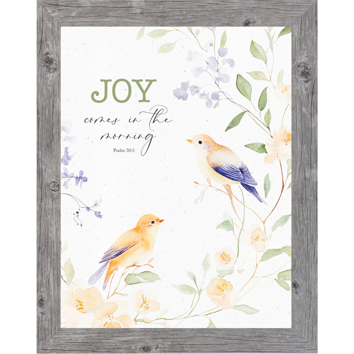Joy Comes in the Morning Wall Art – Psalm 30:5 Watercolor Birds & Floral Scripture Decor (SB196)