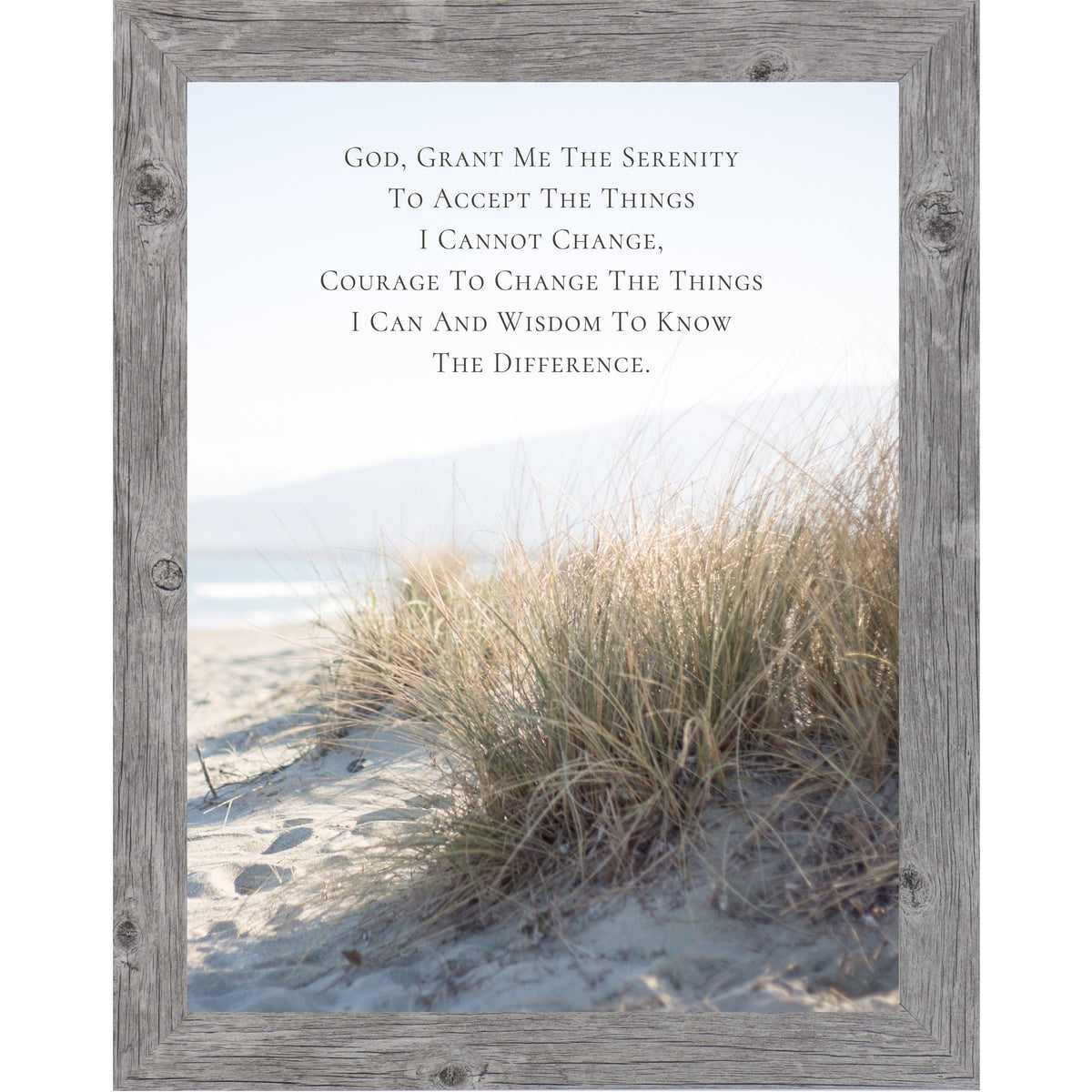 Serenity Prayer Wall Art – Coastal Beach Dune Grass Ocean Scripture Christian Decor (SB222)