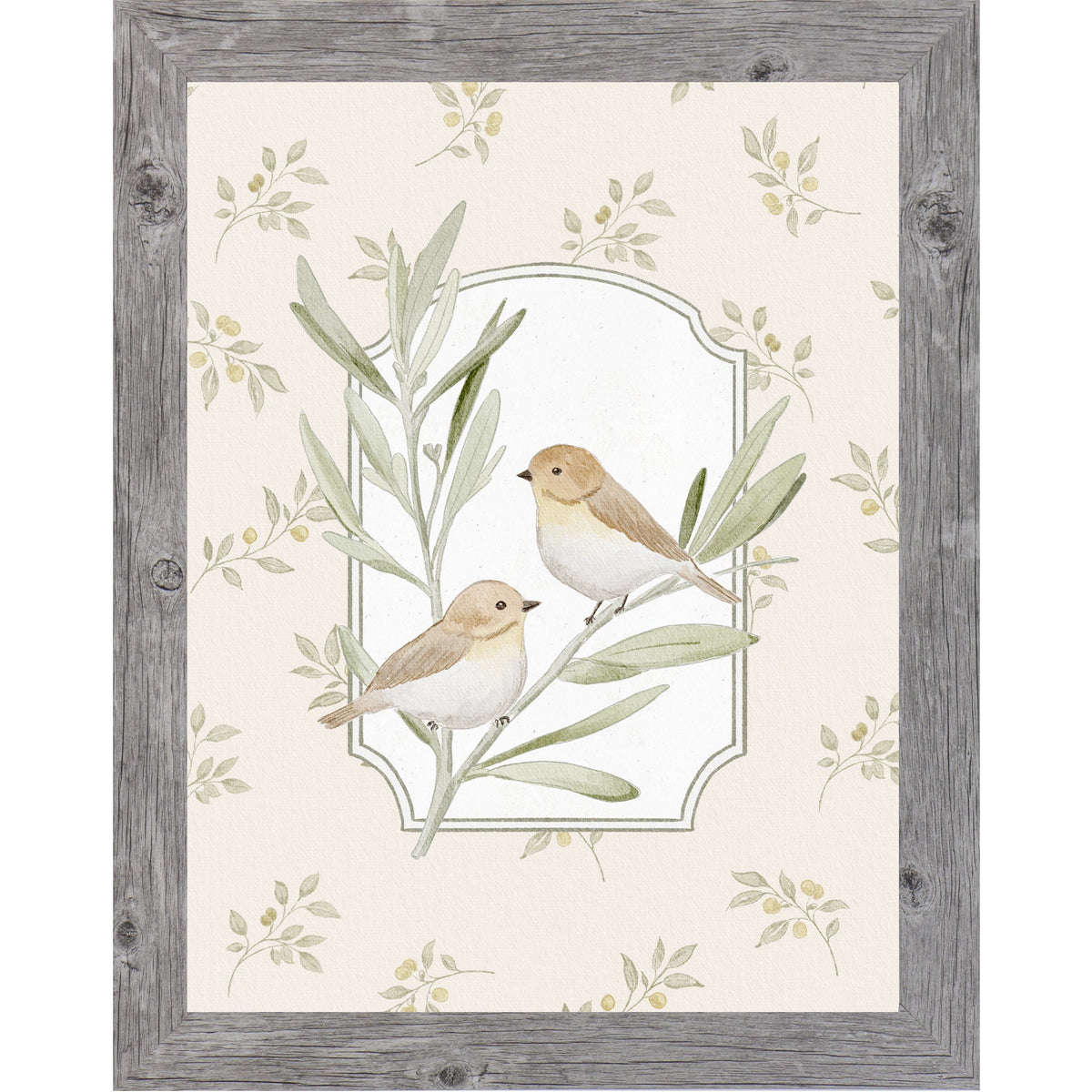 Vintage Bird Wall Art – Neutral Botanical Sparrow Decor (SB191)