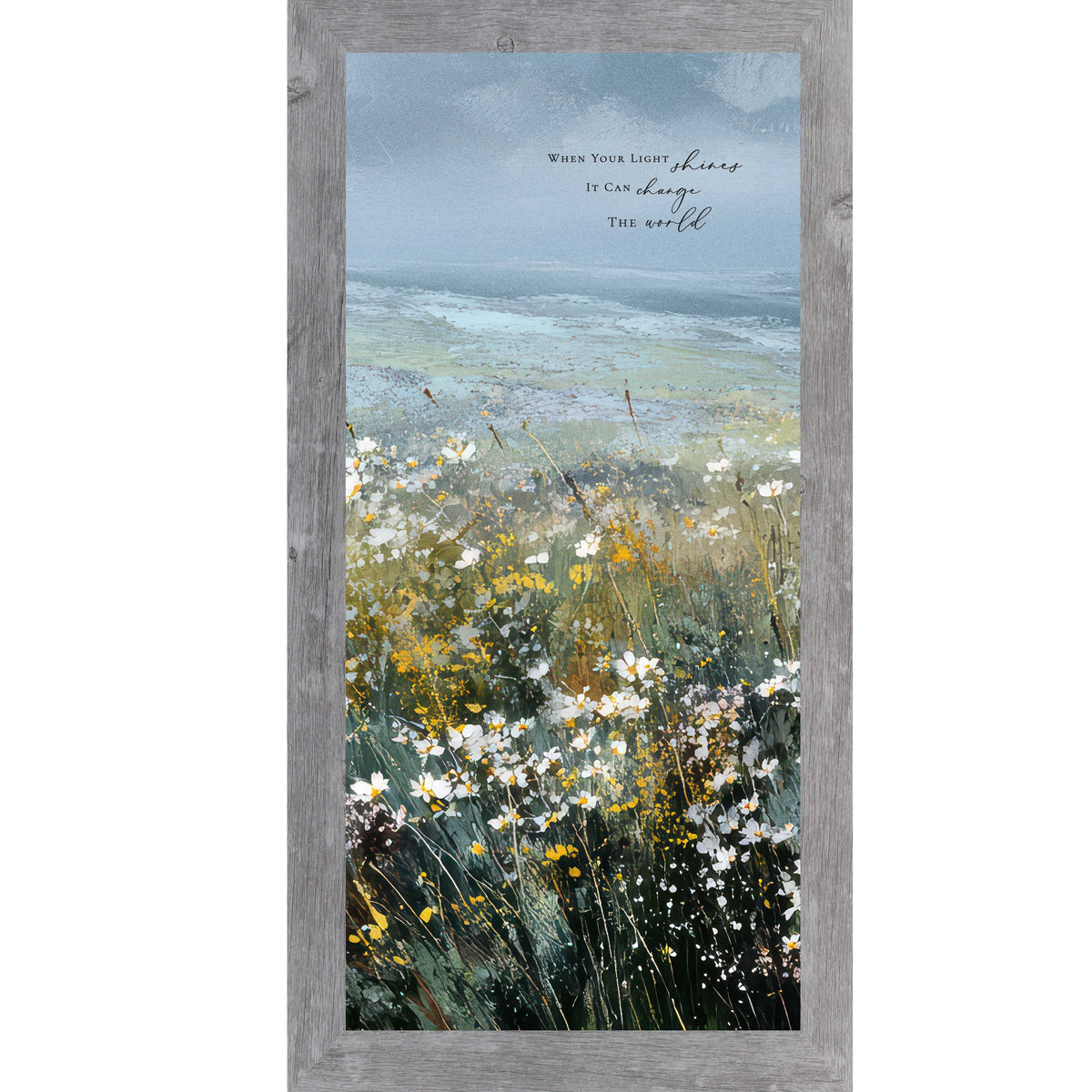 When Your Light Shines – Inspirational Floral Landscape Framed Wall Art, Watercolor Meadow Quote Decor (SB751)