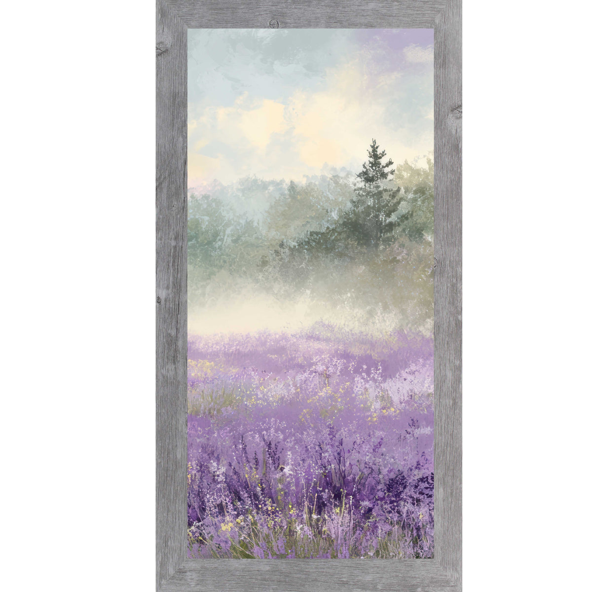 Lavender Field Wall Art – Misty Purple Wildflower Forest Tall Portrait Farmhouse Floral Decor (SB747)
