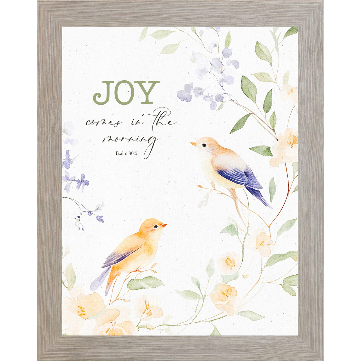 Joy Comes in the Morning Wall Art – Psalm 30:5 Watercolor Birds & Floral Scripture Decor (SB196)