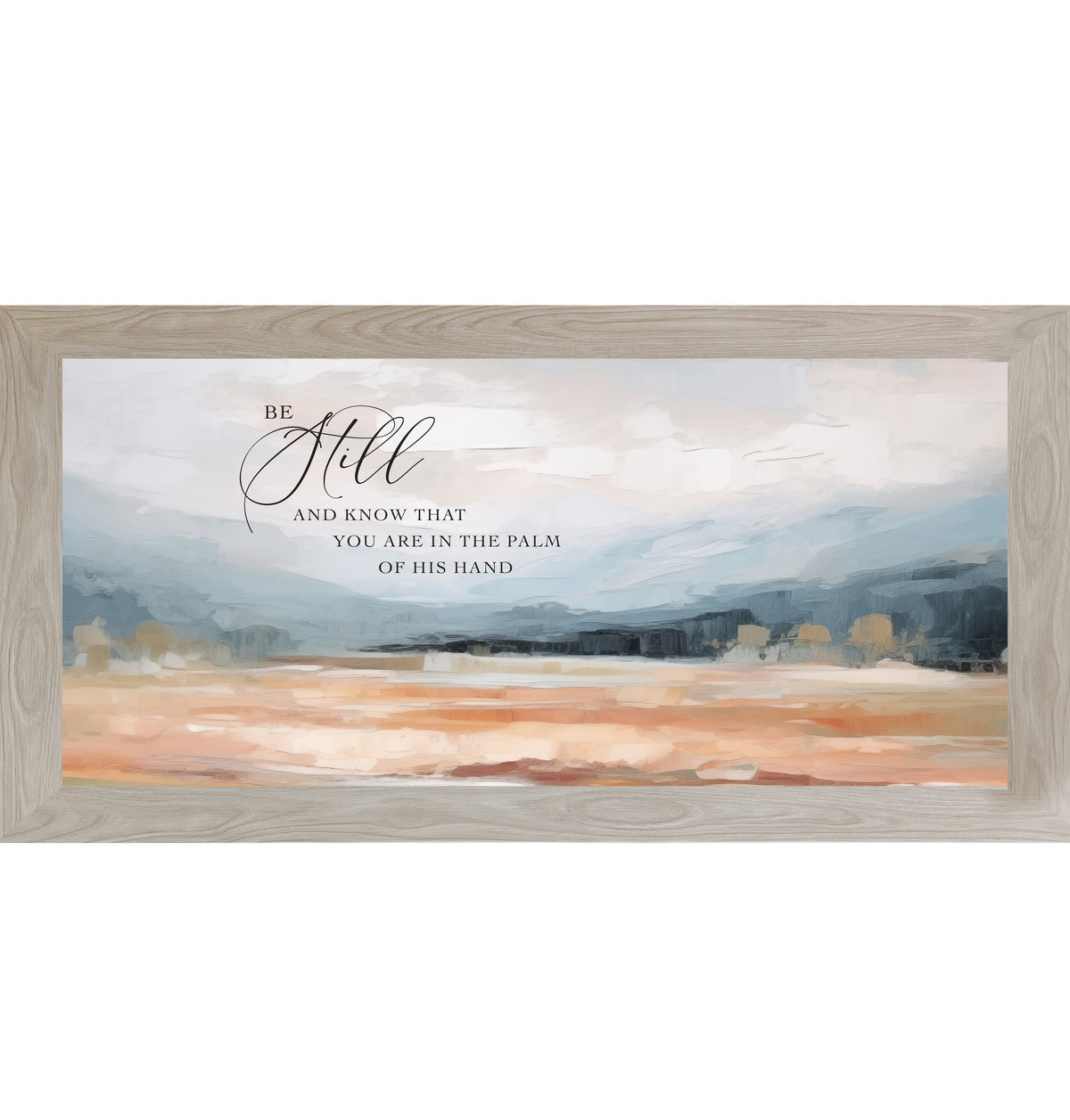 Be Still Wall Art – Palm Of His Hand Terracotta Landscape Wide Christian Scripture Decor (SB760)