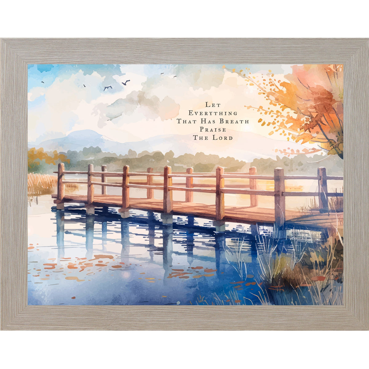 Let Everything That Has Breath Praise The Lord Wall Art – Autumn Pier Landscape Decor (SB243)