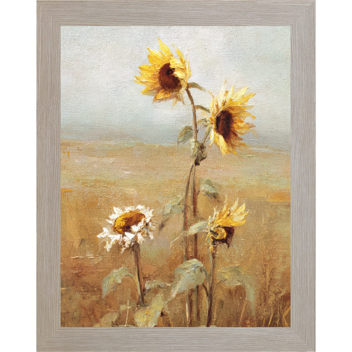 Sunflower Field Wall Art – Oil Painting Style Floral Farmhouse Portrait Decor (SB241)
