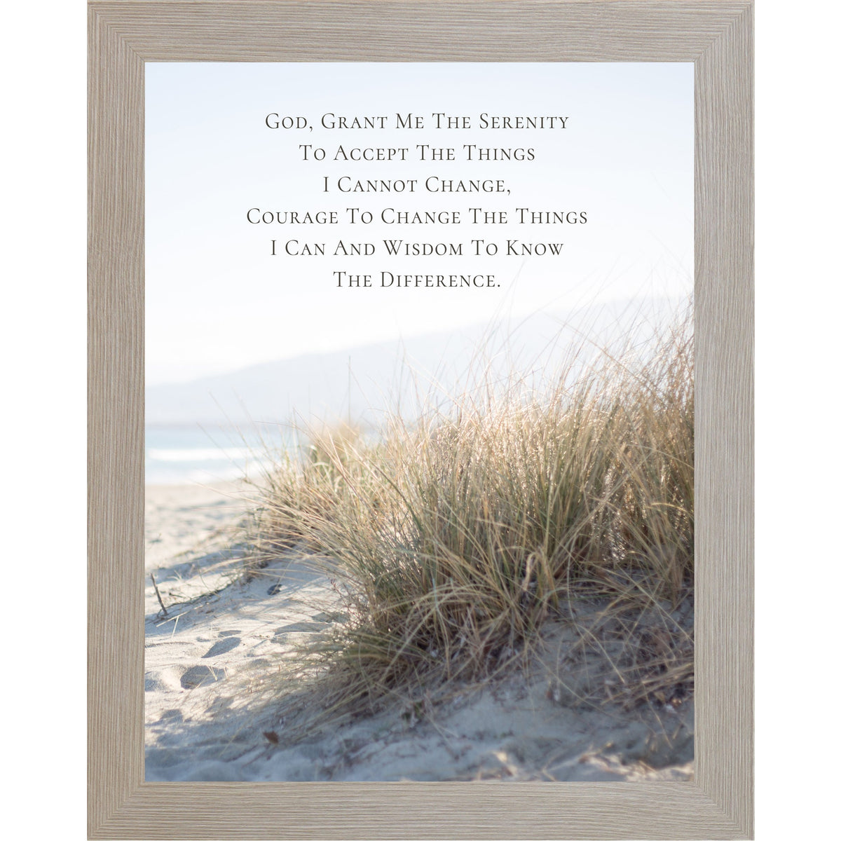 Serenity Prayer Wall Art – Coastal Beach Dune Grass Ocean Scripture Christian Decor (SB222)