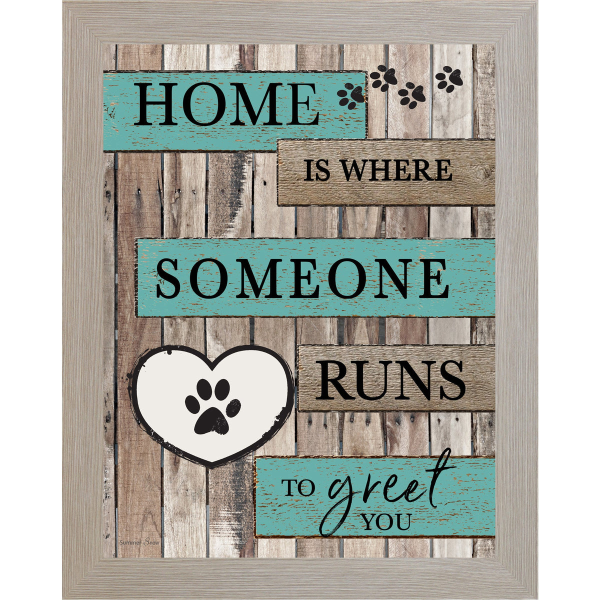 Home Is Where Someone Runs to Greet You Wall Art – Rustic Pallet Wood Pet Decor (SB228)