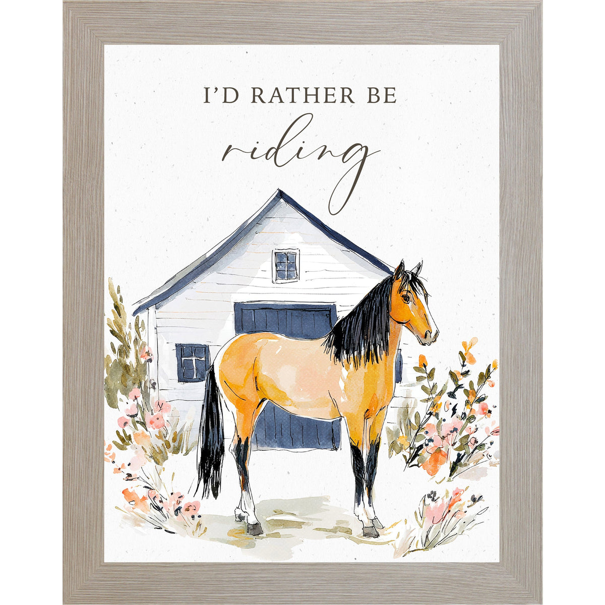 I'd Rather Be Riding Wall Art – Watercolor Horse Barn Equine Portrait Decor (ZS109)
