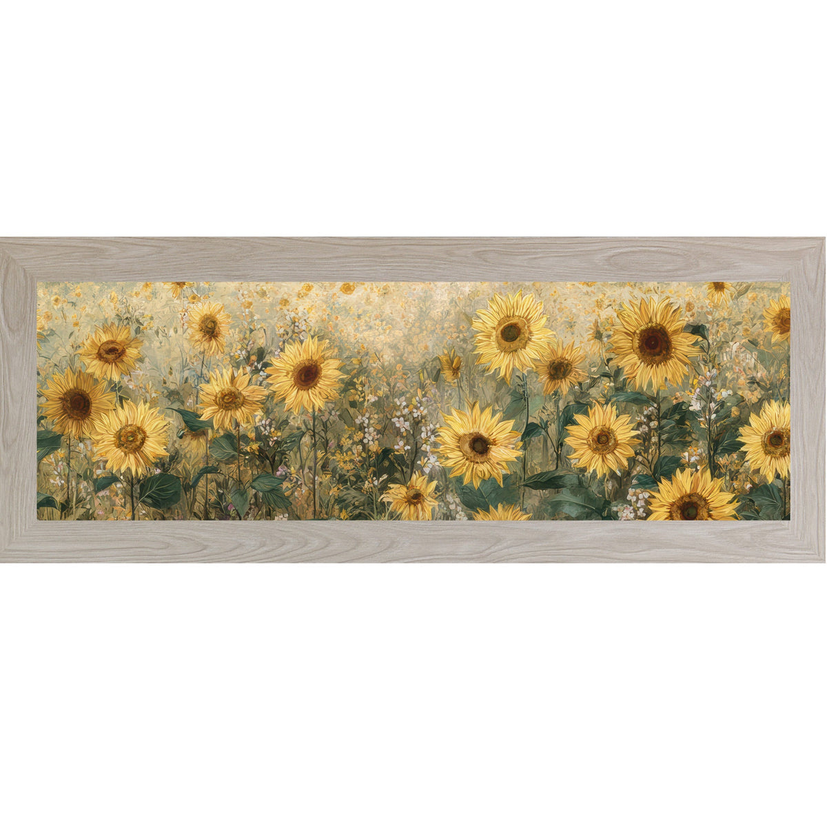 Sunflower Field Wall Art – Golden Botanical Wide Landscape Floral Decor (SB920)