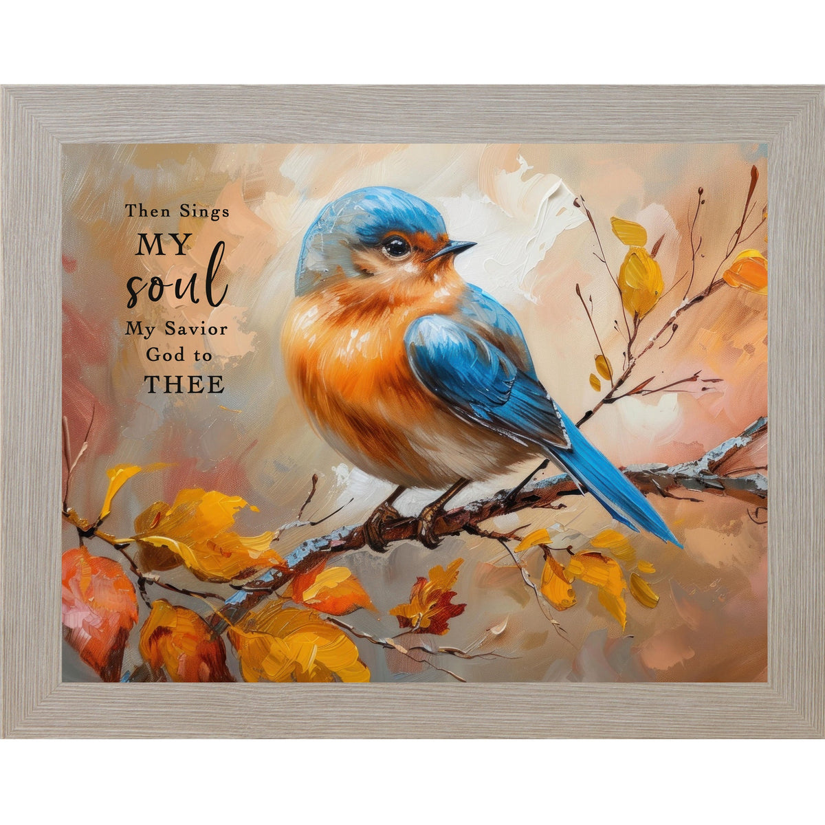 Then Sings My Soul Wall Art – How Great Thou Art Bluebird Autumn Hymn Decor (NS349)