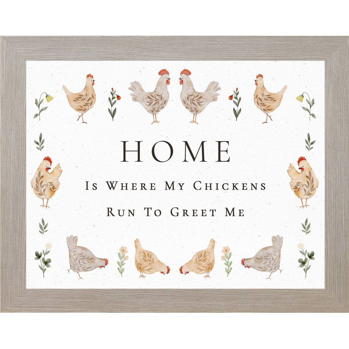 Home Is Where My Chickens Run To Greet Me – Farmhouse Chicken Wall Art – Rustic Kitchen Decor (SB173)