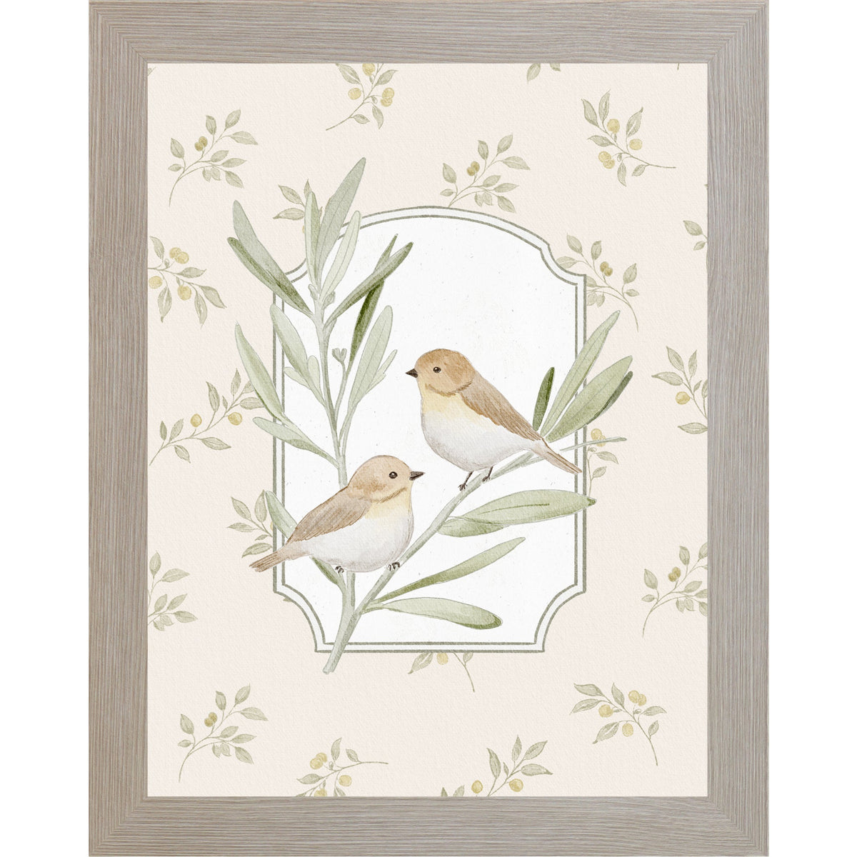 Vintage Bird Wall Art – Neutral Botanical Sparrow Decor (SB191)